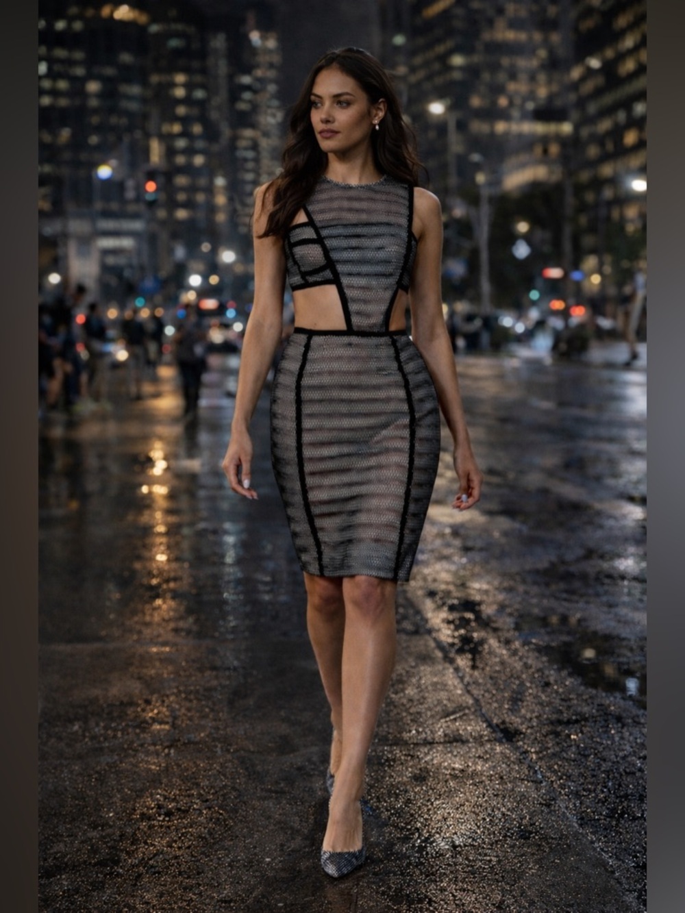 Angel Sanchez SS15 Runway Black Cutout Dress ~ Small